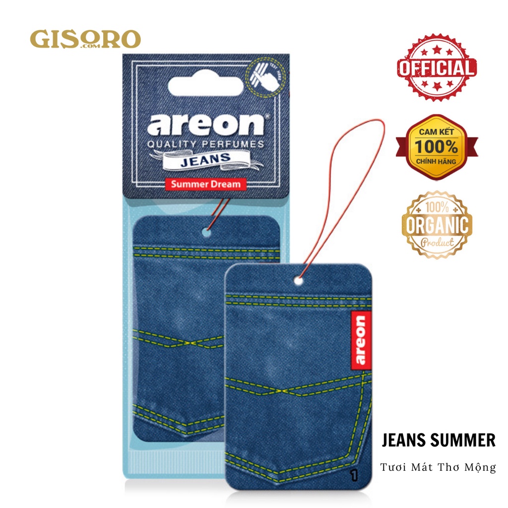 Lá thơm AREON JEAN treo xe hơi Chính hãng Bulgaria