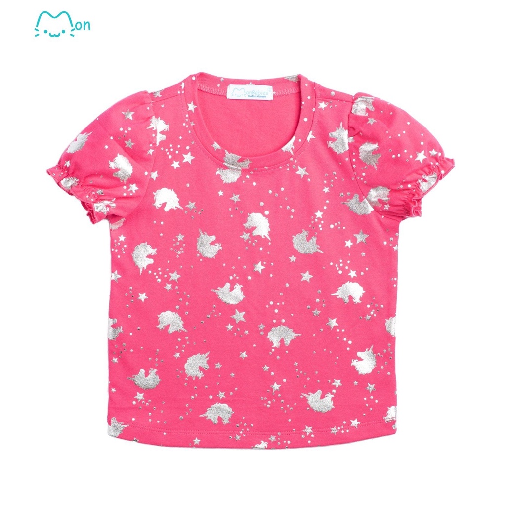 Áo thun bé gái Monbabies chất cotton in hình kỳ lân dễ thương MAG22401