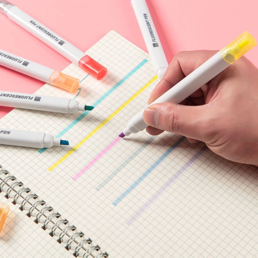 Set bút highlight dấu dòng set 6 cái / 12 màu - set bút dạ quang nhiều màu - bút đánh dấu cute văn phòng phẩm Hikoma