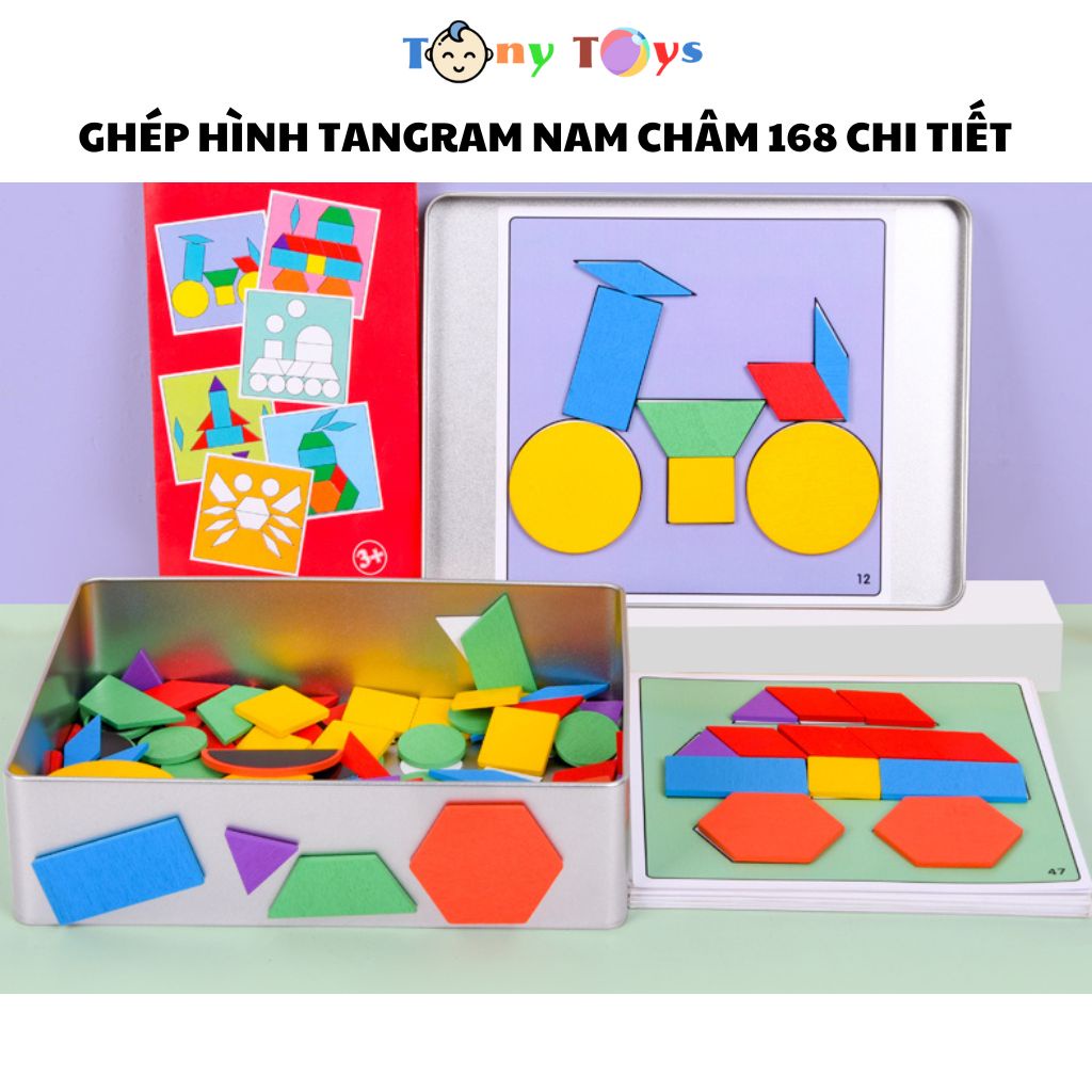 Đồ chơi ghép hình Tangram nam châm 168 chi tiết giúp trẻ tạo nhiều hình khác nhau_Ghép hình từ tính, puzzle