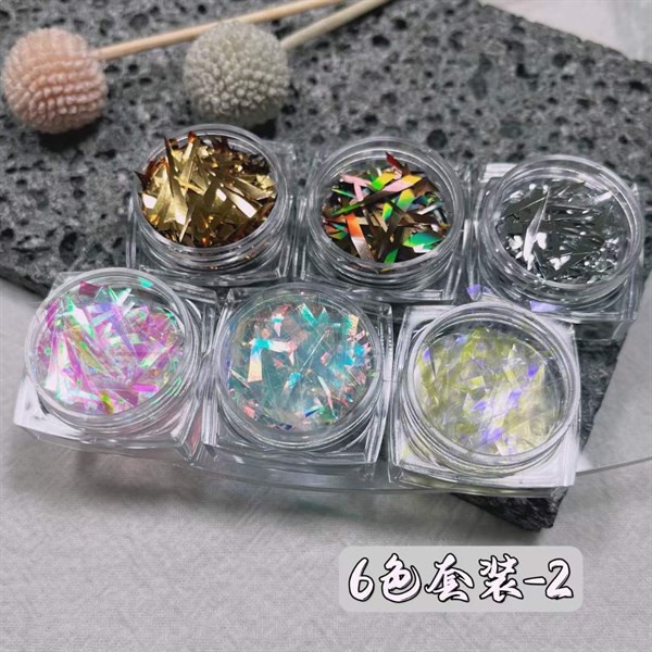 Set 6 hủ kim tuyến sợi gắn móng, phụ kiện trang trí móng lấp lánh - Sushi Nail Mi