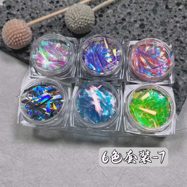 Set 6 hủ kim tuyến sợi gắn móng, phụ kiện trang trí móng lấp lánh - Sushi Nail Mi