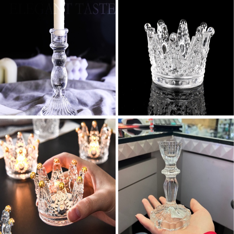 Bộ Sưu Tập Đế Nến- Ly Đựng Nến Thuỷ Tinh Nhiều Mẫu Sang Trọng Phong Cách Châu Âu ( Không Nắp)