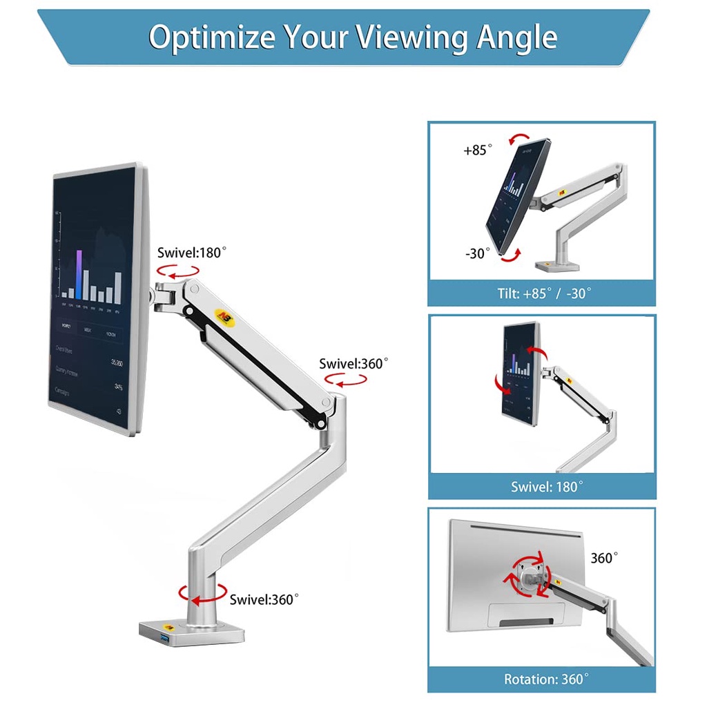 Giá đỡ 1 màn hình gắn bàn ARM NB G40 Bạc ( 22 inch - 40 inch )