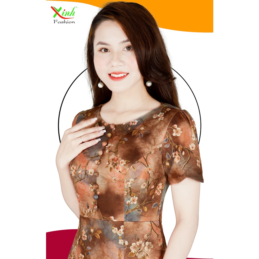Đầm Suông Hoa 3D Trừu Tượng Hiện Đại DL852