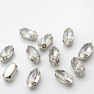 Đá pha lê hình mắt ngựa đính kết váy áo, handmade