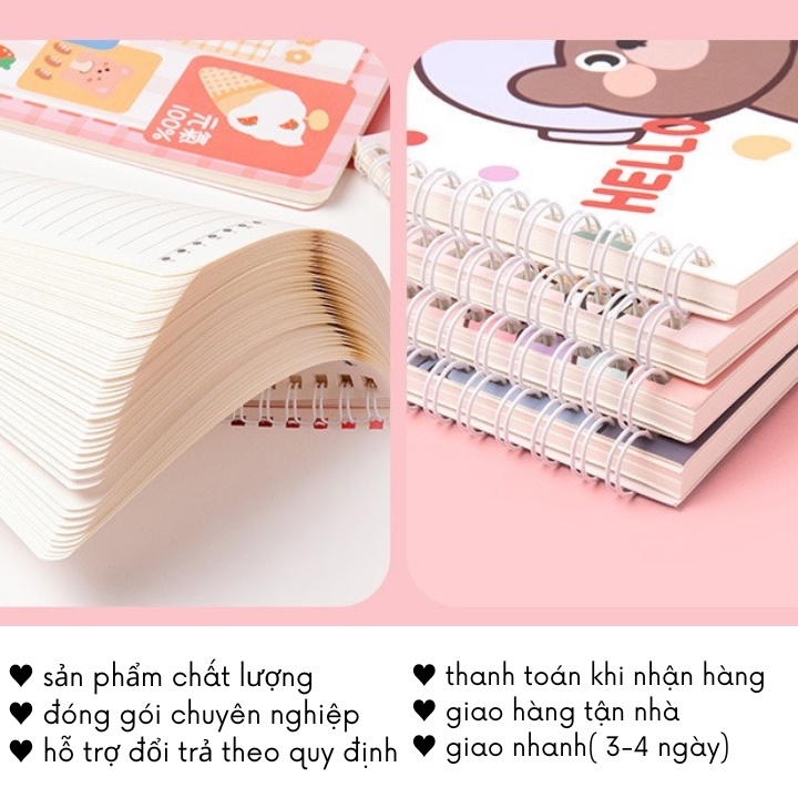 Sổ Ghi Chép Mini A5 Cute Lò Xo Tay Dễ Thương Timo VPS19