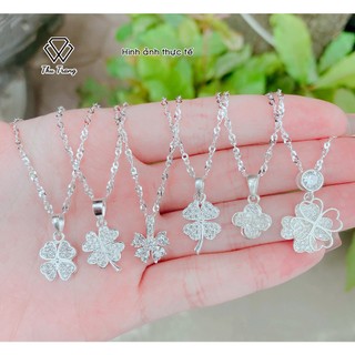 Dây chuyền bạc nữ bạc thật 925 cao cấp hình cỏ 4 lá, forever, hình nơ