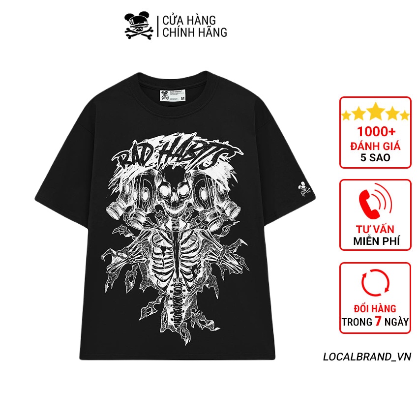 Áo thun Bad Habits Hydra Bone Tee tay lỡ, form rộng vải Cotton - Thời trang nam nữ Unisex Streetwear