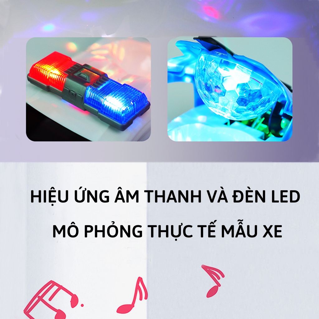 Đồ chơi xe ô tô cảnh sát xoay 360 tự động có đèn và nhạc