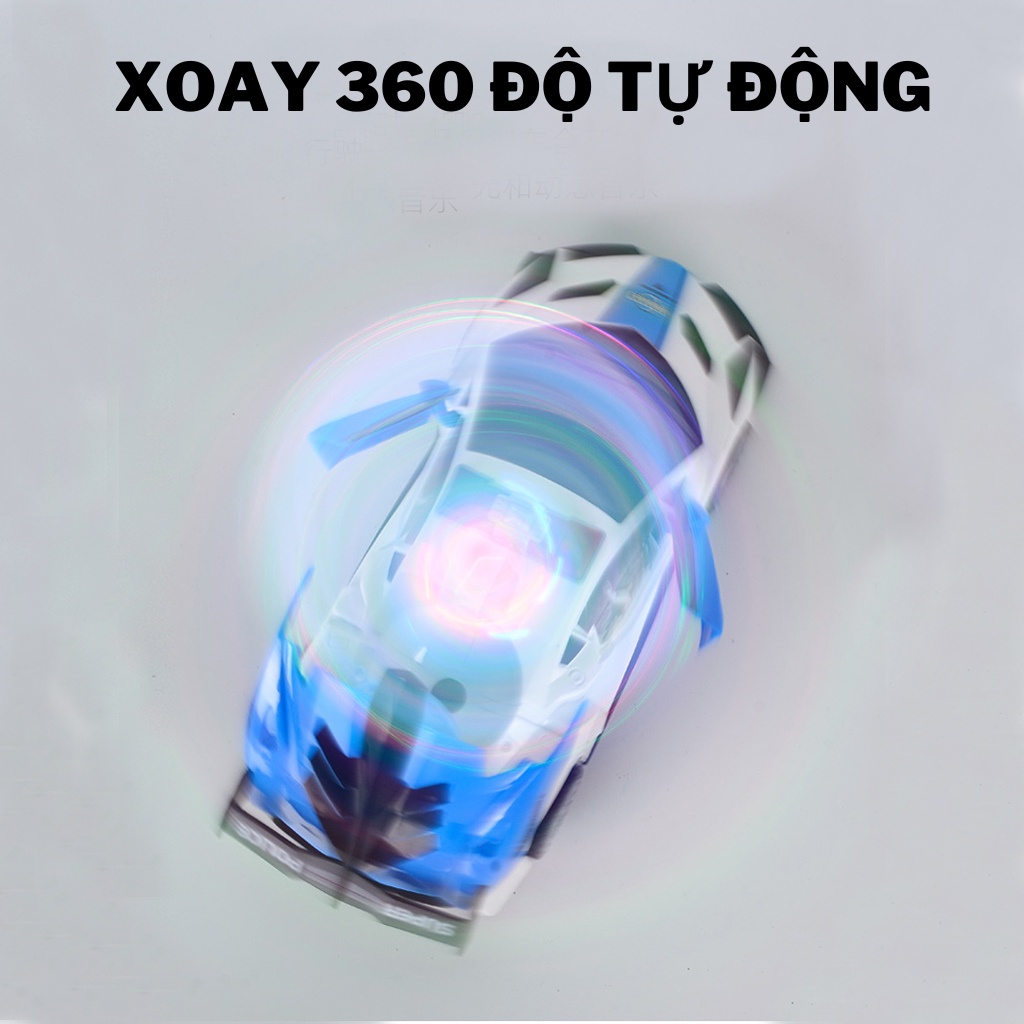 Đồ chơi xe ô tô cảnh sát xoay 360 tự động có đèn và nhạc
