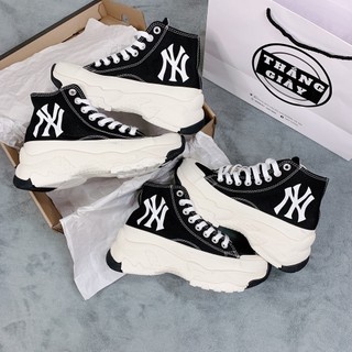 Giày thể thao MLB độn đế cổ cao mlb chunky high siêu phẩm hot trend, Giày sneaker chunky high trắng,MLB Ny Cao Cổ