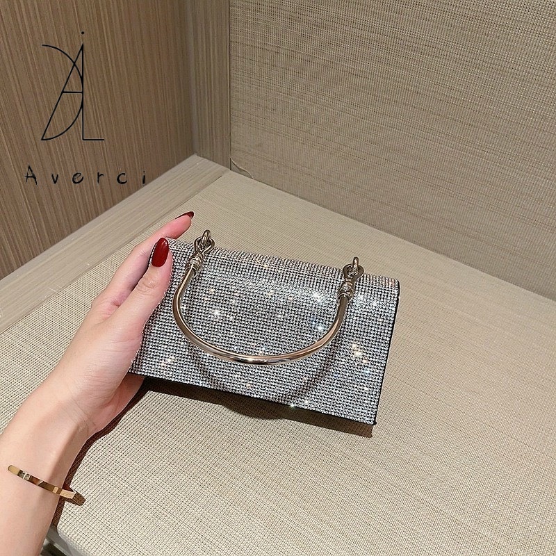 AVERCI Túi Cầm Tay Nhỏ Xinh Đính Đá Lấp Lánh Siêu Dễ Thương Size 20cm AVC313858