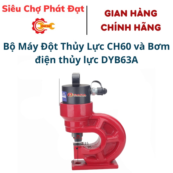 Bộ Máy Đột Thủy Lực CH60 và Bơm điện thủy lực DB075-D1, Van Từ, 750W