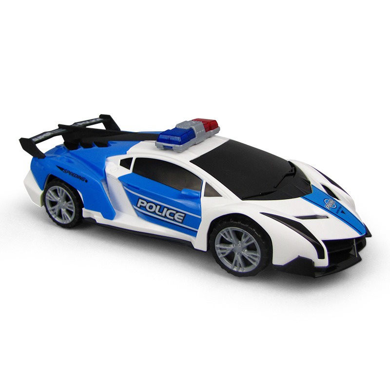 Đồ chơi xe ô tô cảnh sát xoay 360 tự động có đèn và nhạc