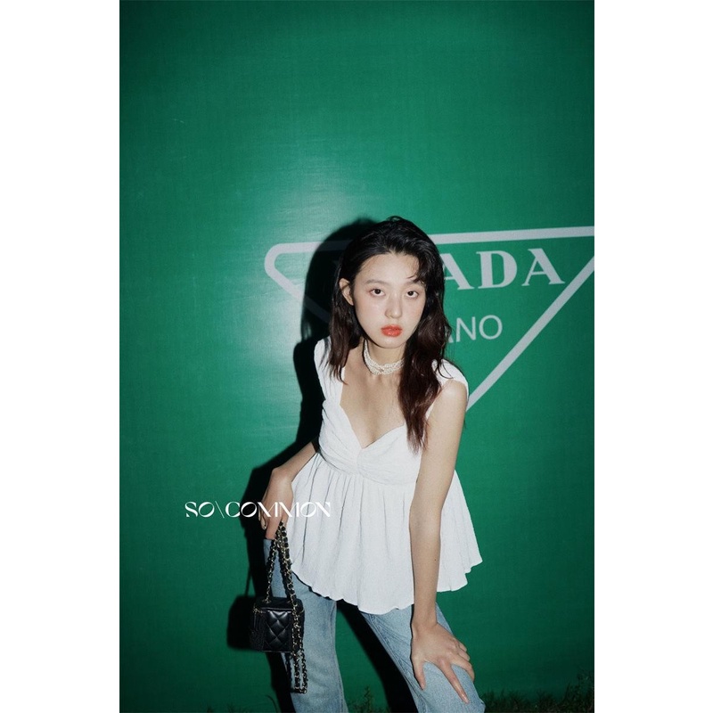 Áo Voan Cổ Vuông Xếp Ly Phong Cách Pháp Thời Trang Mùa Hè 2022 Mới Cho Nữ