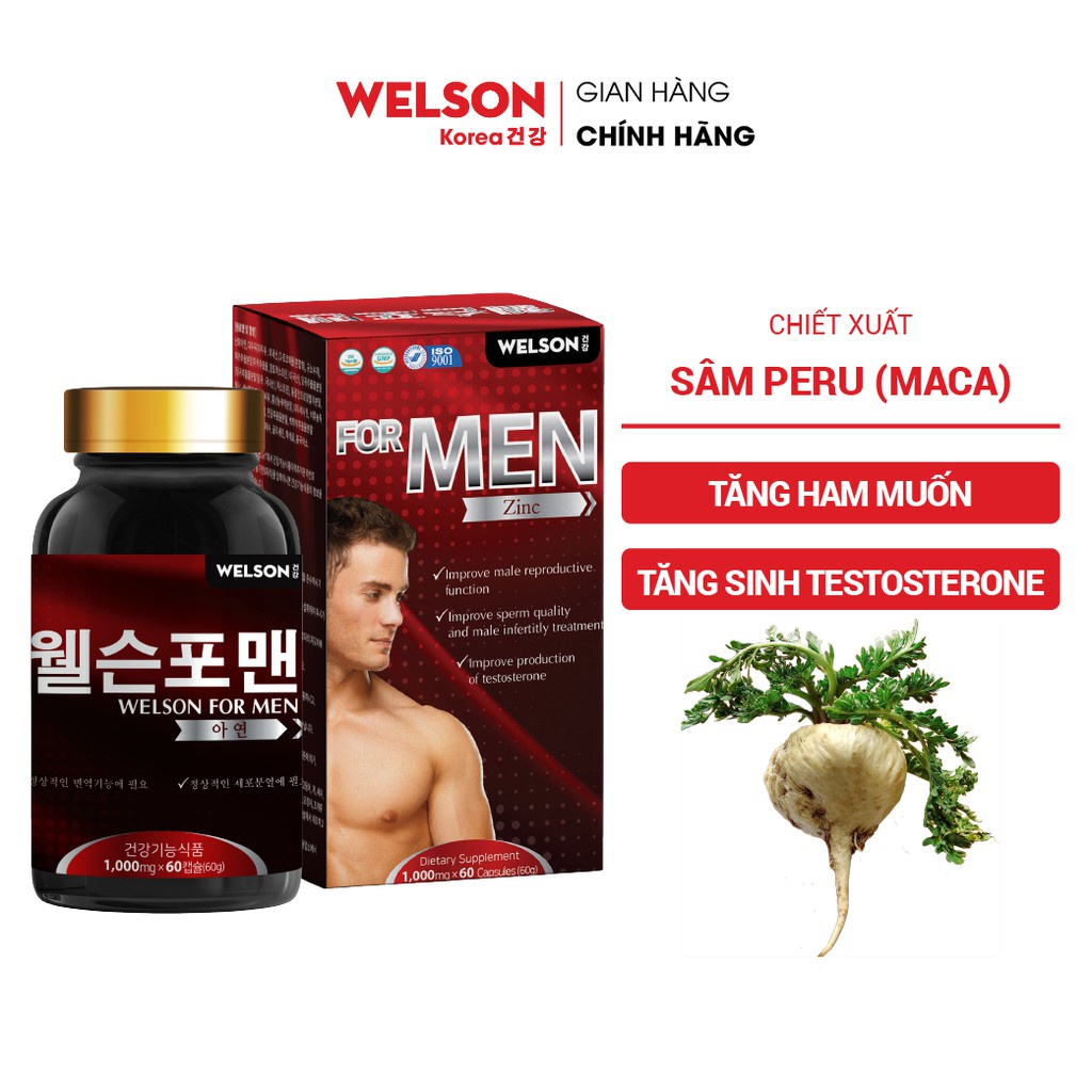 Tăng cường sinh lý nam Welson For Men - bổ thận, cải thiện sức khỏe Welsonformen testosterone