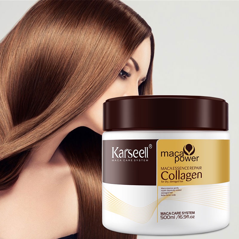 Kem ủ tóc Collagen KARSEELL dạng hũ 500ml, dầu hấp phục hồi siêu mượt chuẩn salon ngay tại nhà