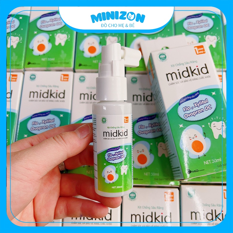 Xịt chống sâu răng Midkid 30ml cho bé từ 1 tuổi giúp làm sạch và bảo vệ răng