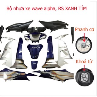 Dàn áo Loại Phanh Cơ - Ổ khóa Vuông xe Wave RS - A 100 - S100 đời 2006 đến 2016  nhựa nguyên sinh màu Xanh TÍm Than