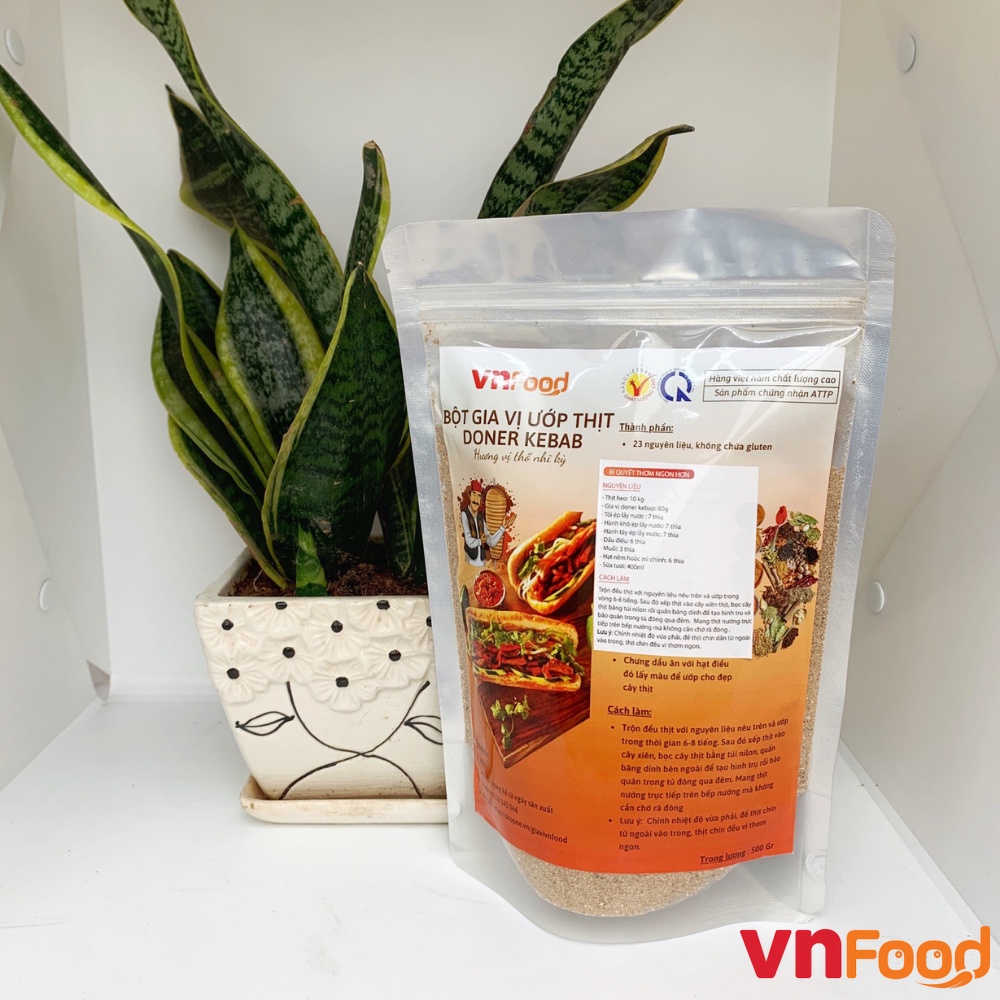 Bột Gia Vị Uớp Thịt Bánh Mỳ Doner Kebab VnFood Loại 500g - Hương Vị Thổ Nhĩ Kỳ