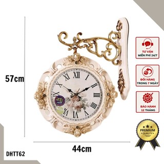 [FREESHIP] Đồng Hồ Treo Tường 2 mặt xoay 360 độ, DHTT62 mang phong cách tân cổ điển, đậm chất Châu Âu