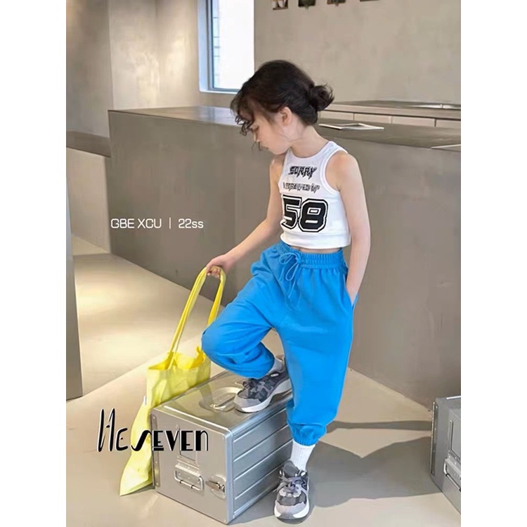 Áo Bé Gái Croptop HML In Chữ 58 Chất Cotton 4C Cho Bé Từ 8 Đến 40Kg