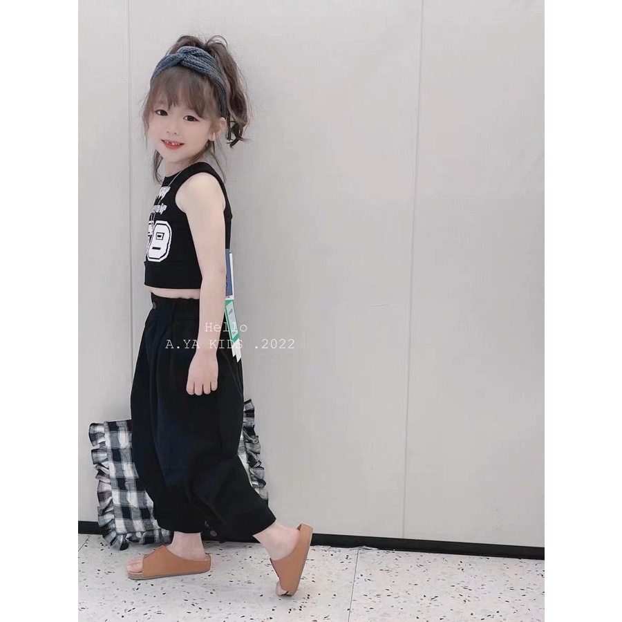 Áo Bé Gái Croptop HML In Chữ 58 Chất Cotton 4C Cho Bé Từ 8 Đến 40Kg