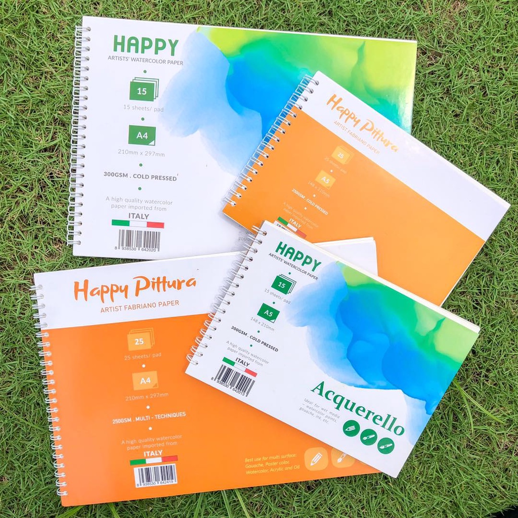 Sổ Vẽ Màu Nước Happy 300gsm/250gsm kích thước A4