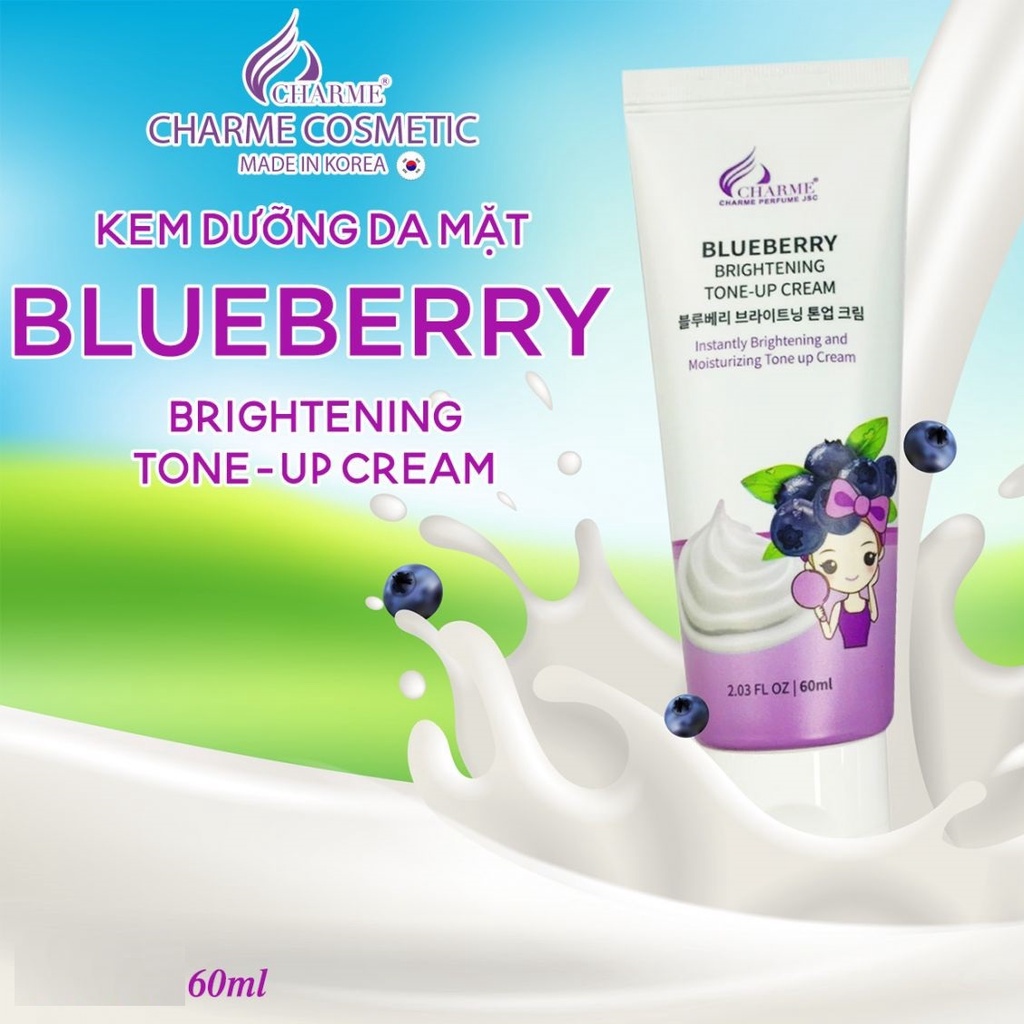 Kem dưỡng da mặt Blueberry Brightening Tone-Up Cream Charme nâng tone tự nhiên trắng sáng mịn màng 60ml