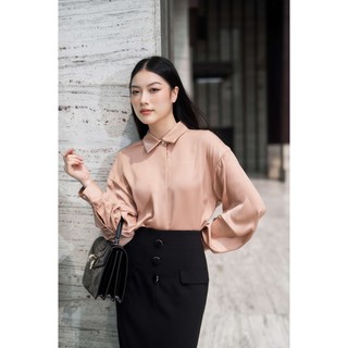 Áo sơ mi lụa cao cấp spearl, áo sơ mi công sở tay dài - 22sf6816233