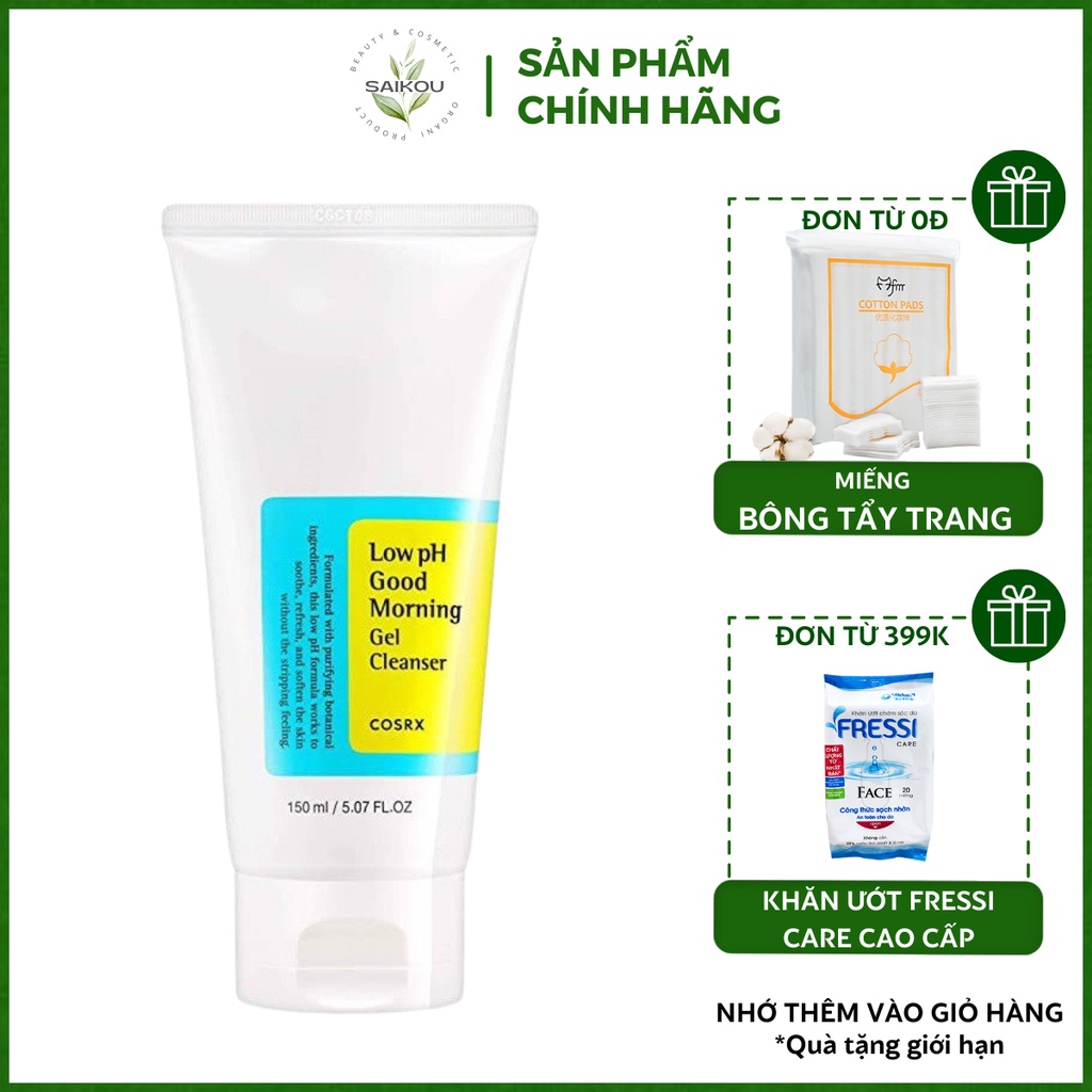 Gel Rửa Mặt Cosrx Tràm Trà 0.5% BHA Low pH Good Morning Gel Cleanser 150ml, Sữa Rửa Mặt Giảm Mụn Cosrx Saikou Beauty