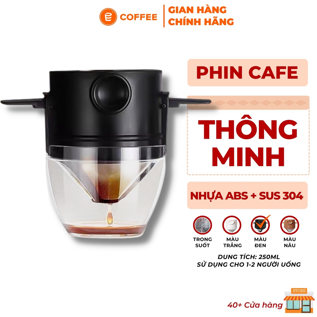 Phin cà phê thông minh với bộ lưới lọc 2 lớp inox SUS 304 và thân nhựa ABS cao cấp an toàn thực phẩm từ Lifeup E-Coffee