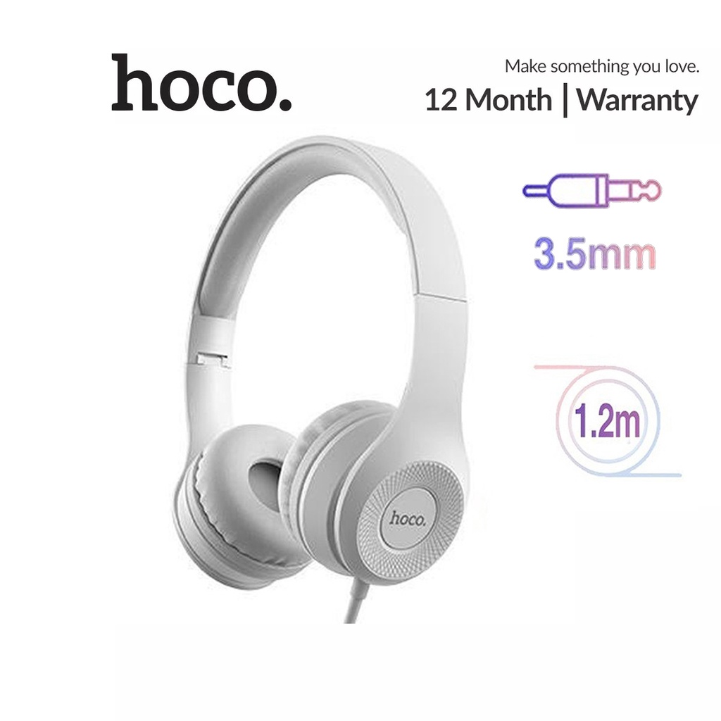 Tai nghe chụp tai có dây jack 3.5MM Hoco W21 có mic dài 1.2M hạn chế tiếng ồn, đeo êm tai