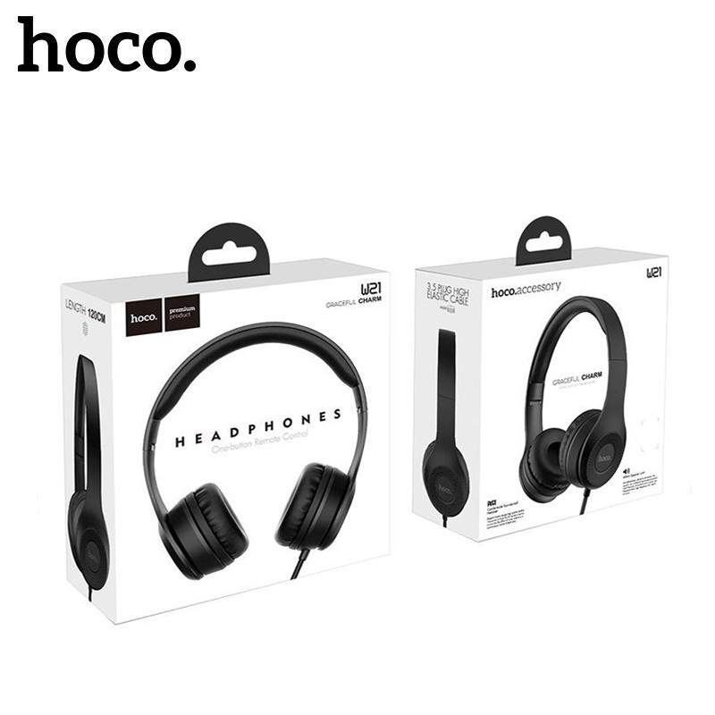 Tai nghe chụp tai có dây jack 3.5MM Hoco W21 có mic dài 1.2M hạn chế tiếng ồn, đeo êm tai
