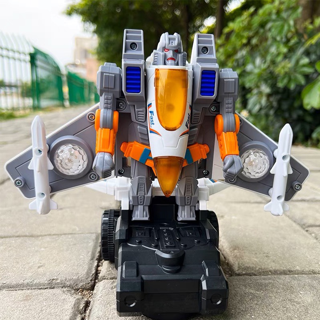 Đồ chơi máy bay chiến đấu biến hình robot có nhạc và đèn cho bé