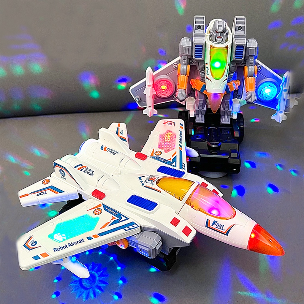 Đồ chơi máy bay chiến đấu biến hình robot có nhạc và đèn cho bé