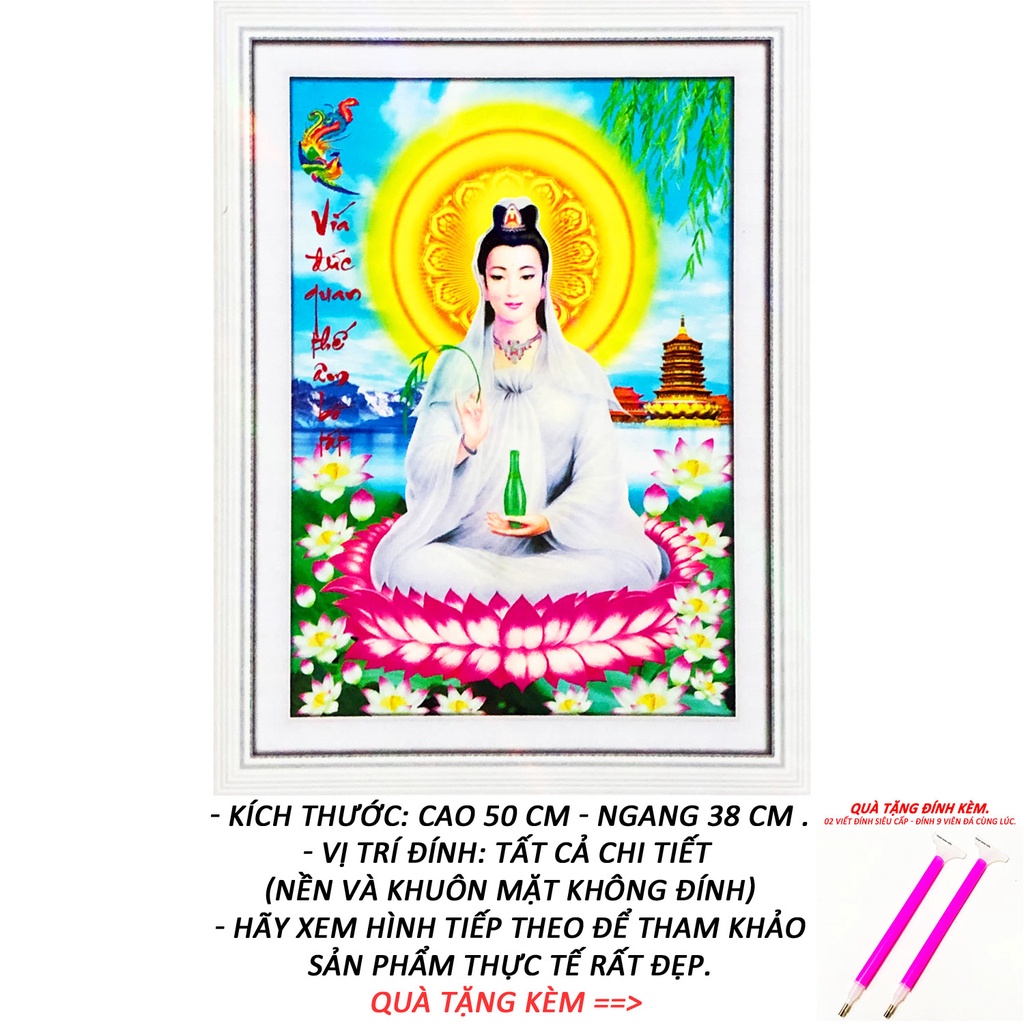 Tranh Đính Đá Phật - Quan Thế Âm Bồ Tát 168 - Tranh Minh Hiền (TỰ ĐÍNH ĐÁ)