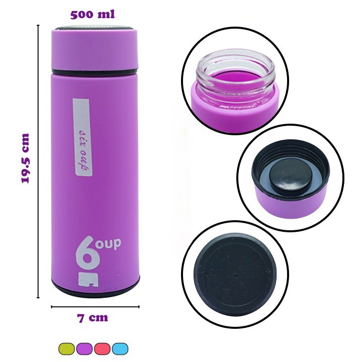 Bình giữ nhiệt thuỷ tinh - Bình nước giữ nhiệt 6 OUP nõi thuỷ tinh nắp inox 450ml