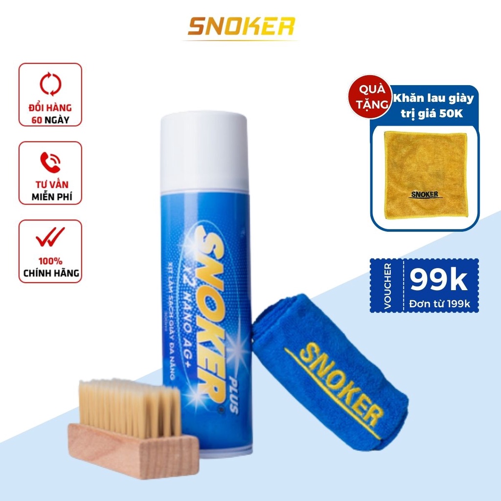 Chai Vệ Sinh Giày Snoker PLUS tạo bọt làm trắng, gấp đôi Nano Bạc, mùi hương dịu nhẹ