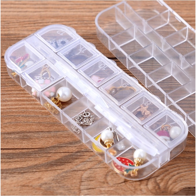 Hộp nhựa 12 ô đựng đá, charm, phụ kiện nail trang trí - Phụ kiện làm nail chuyên nghiệp giá rẻ