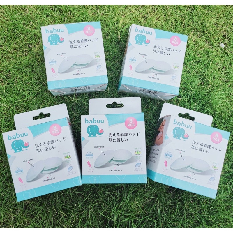 Tấm lót thấm sữa bằng vải giặt được nhiều lần Babuu Nhật Bản ( 8 miếng/hộp)