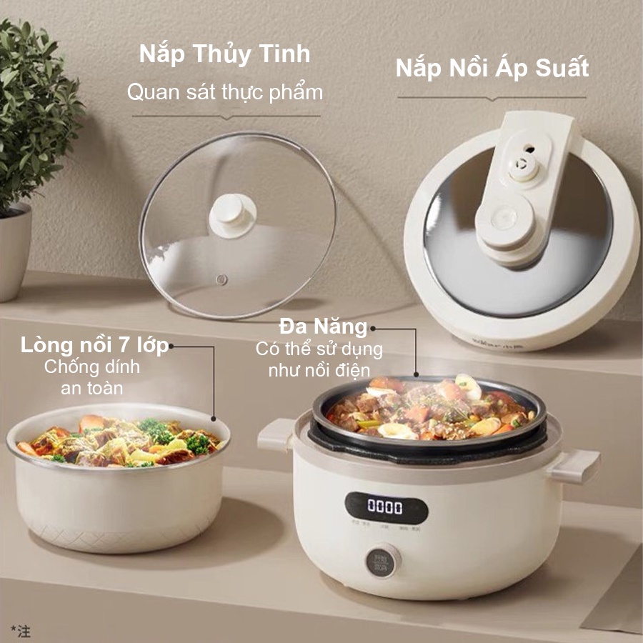 Nồi Áp Suất Điện BEAR YLB-C40U5, Chuyên Hầm Thịt, Nhanh Mềm, Dung Tích 4L-Hàng Chính Hãng