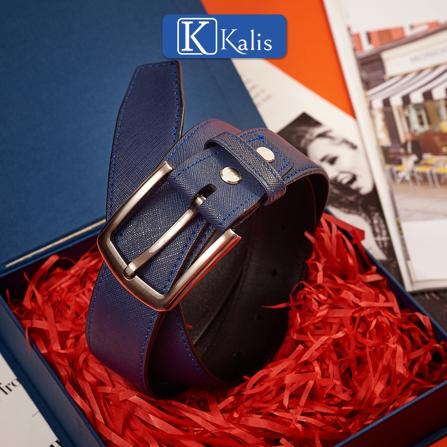 Dây Nịt Nam Da Bò Thật Chính Hãng Kalis Cao Cấp Đầu Khóa Kim Bản 3,3cm x 120cm Sang Trọng