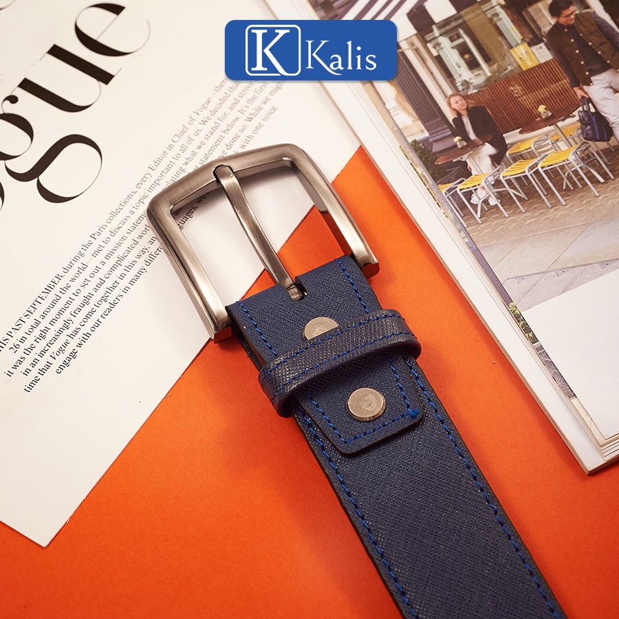 Dây Nịt Nam Da Bò Thật Chính Hãng Kalis Cao Cấp Đầu Khóa Kim Bản 3,3cm x 120cm Sang Trọng