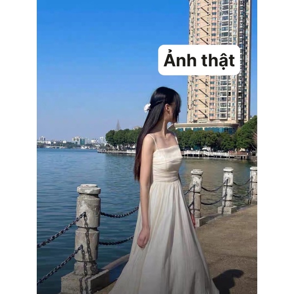 Sẵn be tím SM giao ngay HÀNG QC Đầm 2s tiểu thư phiên bản dài