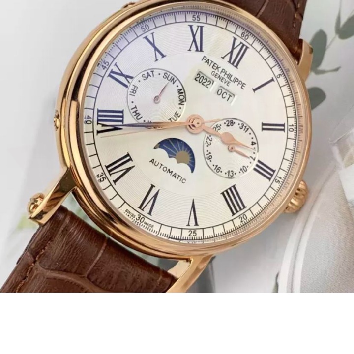(Chính hãng) { BẢO TÍN ĐỒNG HỒ } Đồng hồ Nam Patek máy nhật, mẫu Lịch vạn niên 3 màu lựa chọn, dòng cơ Automatic size 4