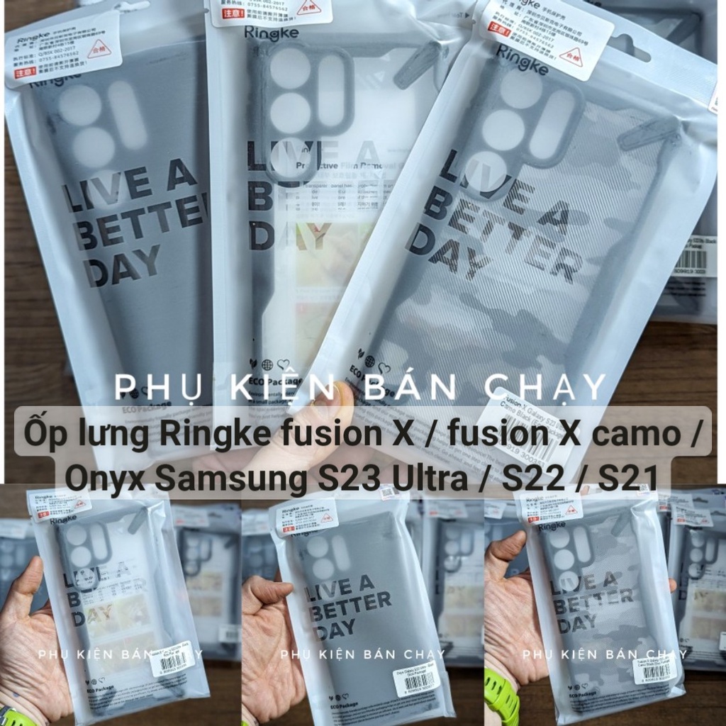 (SẵnVN) Ringke Fusion X Black / Camo / Ringke Onyx - Ốp lưng Galaxy S23 Ultra / S22 Ultra / S21 Ultra / S22 S21 plus