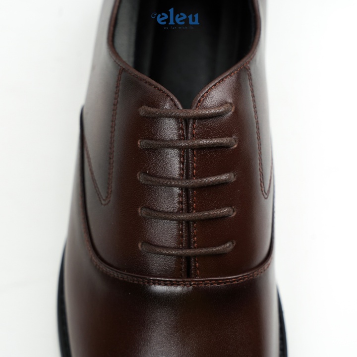 Giày Da, Giày Oxford ELEU Công Sở Chất Liệu Da Bò Nappa Màu Nâu Kiểu Dáng Trơn