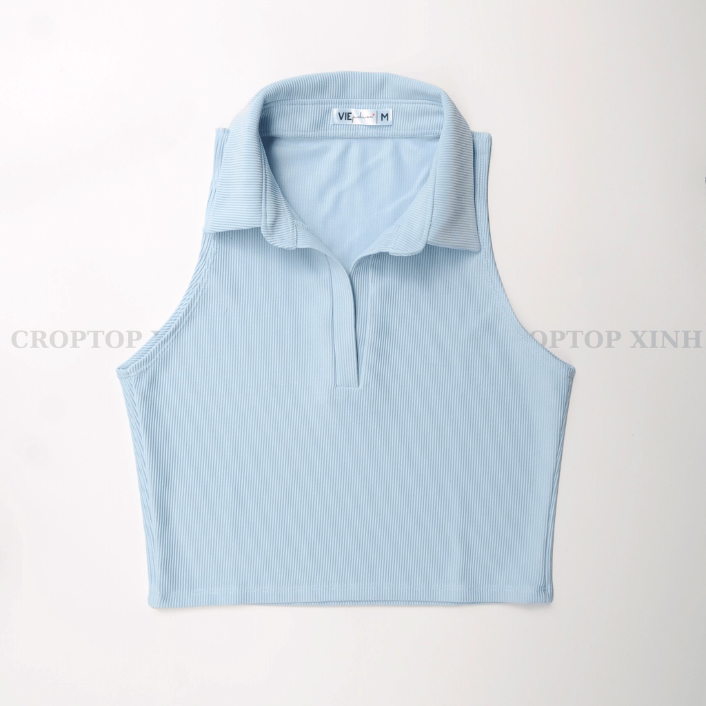 Áo ba lỗ croptop cổ đức ôm eo tôn dáng. Áo balo croptop không tay có cổ chất vải đẹp. Croptop Xinh mã 2302-02